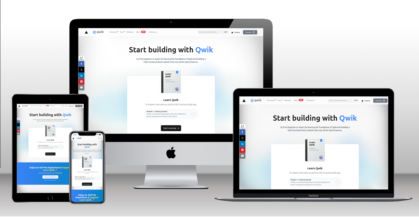 Aperçu de la page d’accueil de Learn Qwik