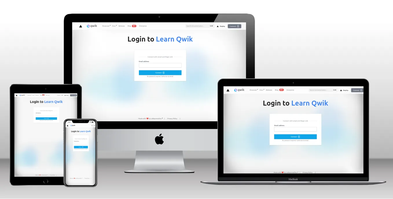 Page de connexion Learn Qwik